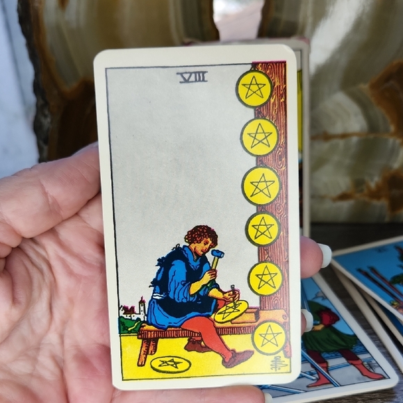 Vintage Arthur Edward Waite Classic Tarot Card Deck with Yellow and Green Design - Picture 7 of 9
